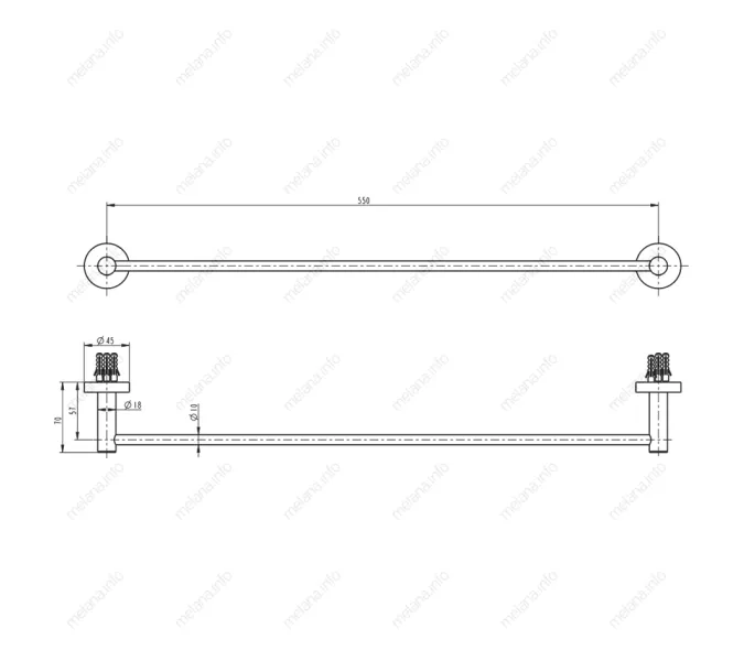 Штанга для полотенец MELANA сатин хром MLN-867001, изображение 2
