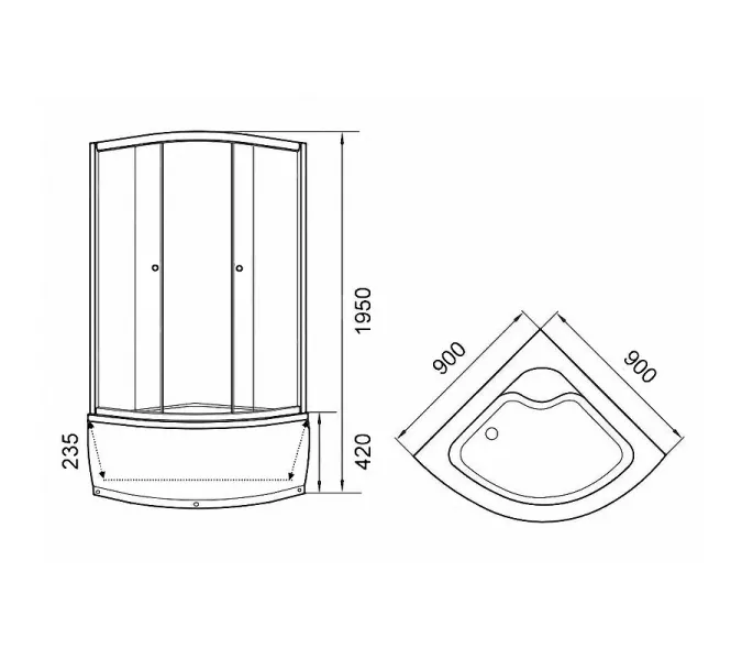 Душевой уголок ZF90 PARLY с поддоном, Цвет стекла: матовое, Высота поддона: Высокий, Цвет профиля: Белый, Выбрать размер: 90х90, изображение 7