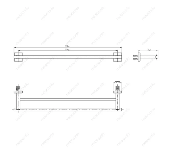 Двойная штанга для полотенец MELANA сатин хром MLN-862002, изображение 2