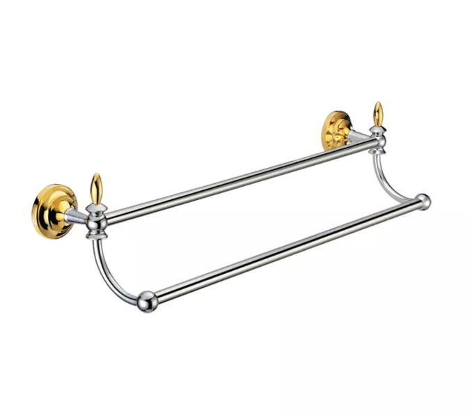 Двойная штанга для полотенец MELANA хром+золото MLN-820002