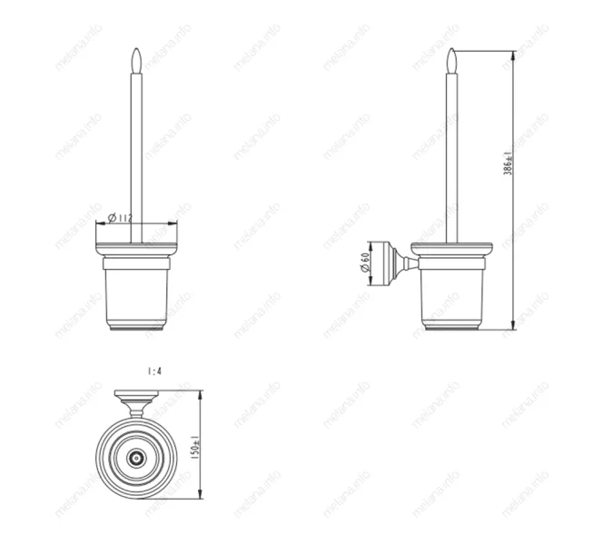Ершик для унитаза подвесной MELANA хром+золото MLN-820006, изображение 2