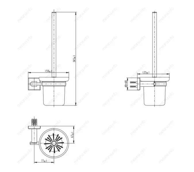 Ершик для унитаза подвесной MELANA сатин хром MLN-862006, изображение 2