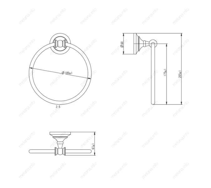 Держатель для полотенца MELANA хром+золото MLN-820009, изображение 2