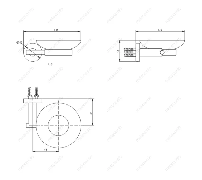 Мыльница стеклянная MELANA сатин хром MLN-861010-1, изображение 2