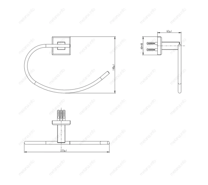 Держатель для полотенца MELANA сатин хром MLN-862009, изображение 2