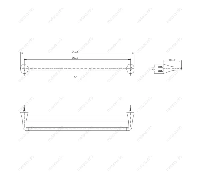 Двойная штанга для полотенец MELANA AISI201+цинк сатин MLN-803002, изображение 2