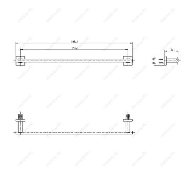 Штанга для полотенец MELANA сатин хром MLN-862001, изображение 2