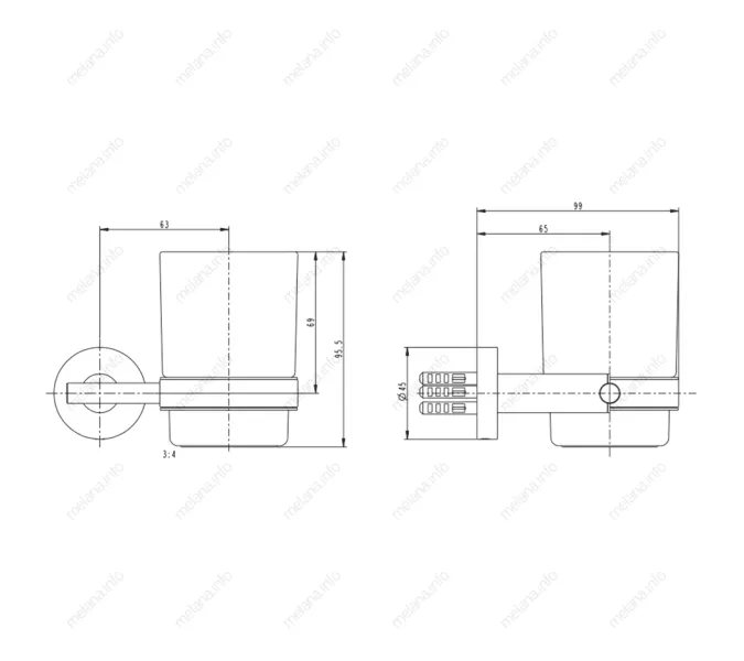 Стакан подвесной MELANA сатин хром MLN-861010, изображение 2