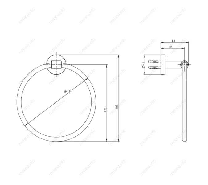 Держатель для полотенца MELANA сатин хром MLN-861009, изображение 2