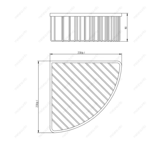 Полка металлическая одинарная MELANA AISI 304 сатин хром MLN-SYS5002, изображение 2