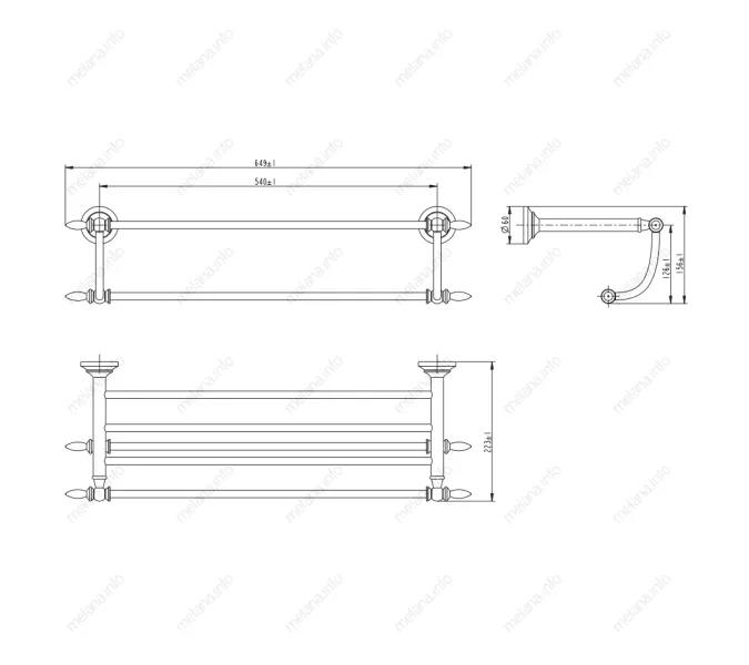 Полка для полотенец MELANA хром+золото MLN-820003, изображение 2