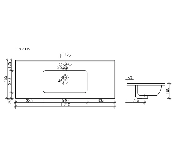 Умывальник Ceramica Nova накладной прямоугольный (цвет Черный Матовый) Element 1210*465*180мм, Ширина , в см: 121, Выбрать цвет: Черный, изображение 3