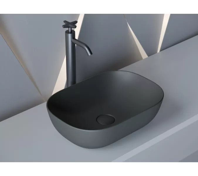 Умывальник чаша Ceramica Nova накладная прямоугольная (цвет Темный Антрацит Матовый) Element 455*325*135мм, Выбрать цвет: Темно-серый