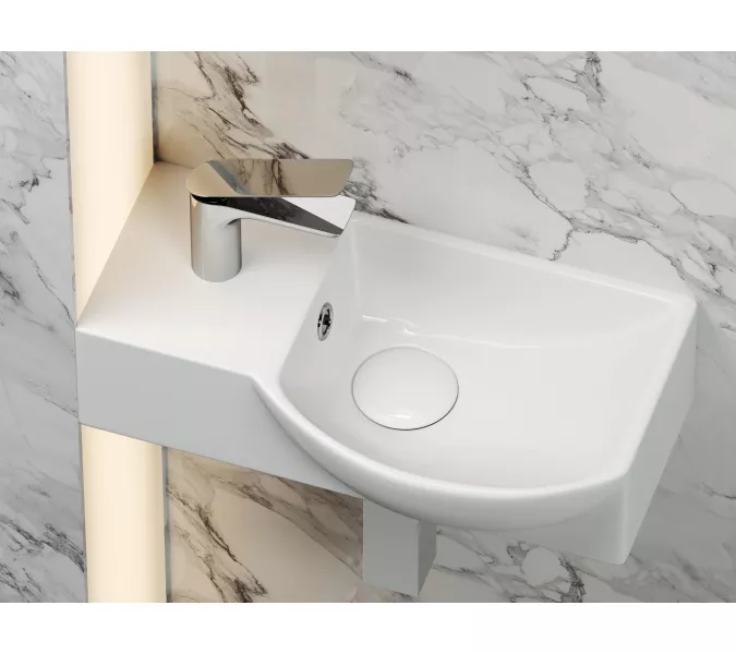 Умывальник Ceramica Nova CN6039 L/R подвесной прямоугольный  с крепежом  Element 400*220*120мм, Ориентация: правая, изображение 2