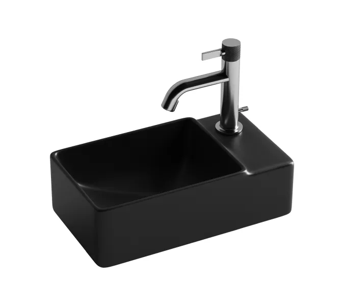 Ceramica Nova Умывальник подвесной прямоугольный (чаша слева, отверстие под смеситель справа) цвет черный матовый Element 395*220*125мм, Выбрать цвет: Черный, Ориентация: правая