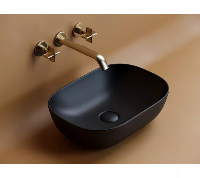 Умывальник чаша Ceramica Nova накладная прямоугольная (цвет Черный Матовый) Element 455*325*135мм, Выбрать цвет: Черный