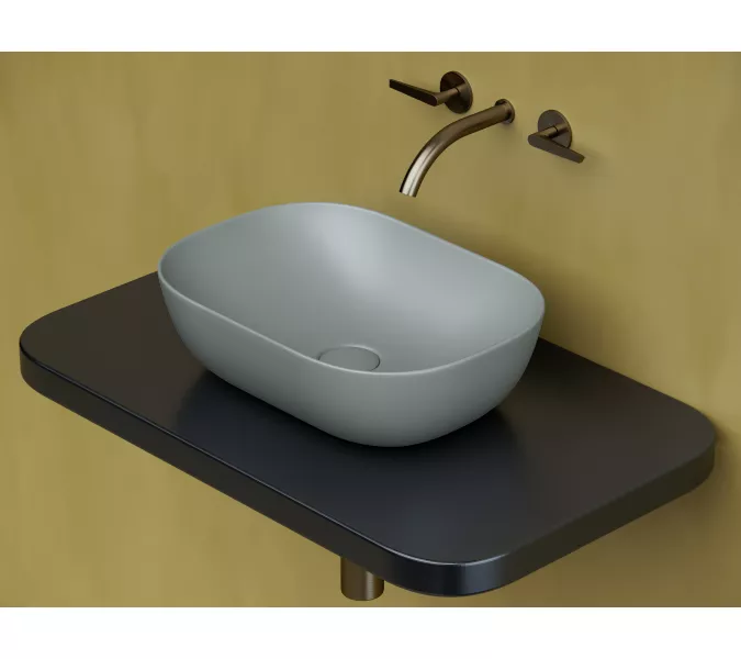 Умывальник чаша Ceramica Nova накладная прямоугольная (цвет Антрацит Матовый) Element 455*325*135мм, Выбрать цвет: Серый, изображение 2