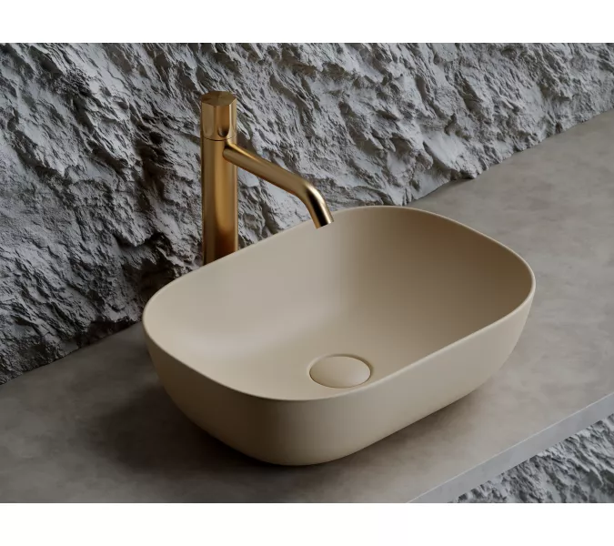 Умывальник чаша Ceramica Nova накладная прямоугольная (цвет Капучино Матовый) Element 455*325*135мм, Выбрать цвет: Бежевый