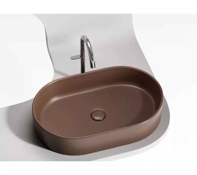Умывальник чаша Ceramica Nova накладная овальная (цвет Темно-Коричневый Матовый) Element 608*385*122мм, Выбрать цвет: Коричневый