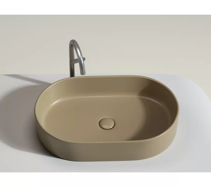 Умывальник чаша Ceramica Nova накладная овальная (цвет Капучино Матовый) Element 608*385*122мм, Выбрать цвет: Бежевый, изображение 2