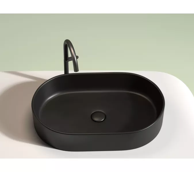 Умывальник чаша Ceramica Nova накладная овальная (цвет Черный Матовый) Element 608*385*122мм, Выбрать цвет: Черный, изображение 2