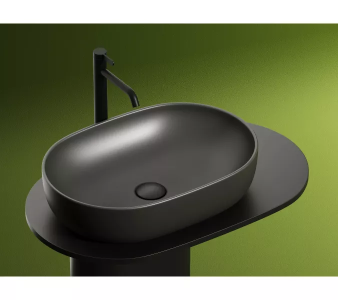 Умывальник чаша Ceramica Nova накладная овальная (цвет Темный Антрацит Матовый) Element 600*415*135мм, Выбрать цвет: Темно-серый