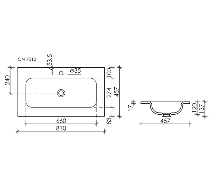 Раковина накладная Ceramica Nova Grace с отверстием под смеситель 810*457*137 мм, Ширина , в см: 81, Выбрать цвет: Белый, изображение 3