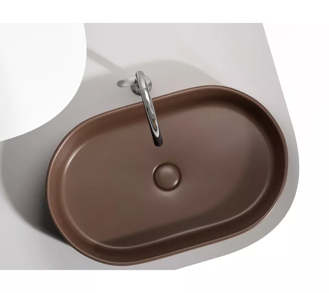 Умывальник чаша Ceramica Nova накладная овальная (цвет Темно-Коричневый Матовый) Element 608*385*122мм, Выбрать цвет: Коричневый, изображение 2