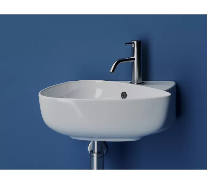 Раковина подвесная Ceramica Nova с отверстием под смеситель, с системой слива- перелива, 495*350*155, цвет белый, изображение 3