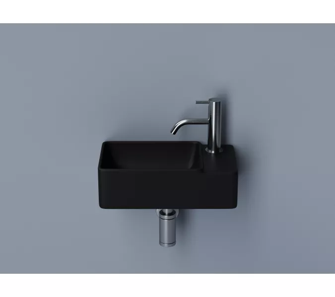 Ceramica Nova Умывальник подвесной прямоугольный (чаша слева, отверстие под смеситель справа) цвет черный матовый Element 395*220*125мм, Выбрать цвет: Черный, Ориентация: правая, изображение 2