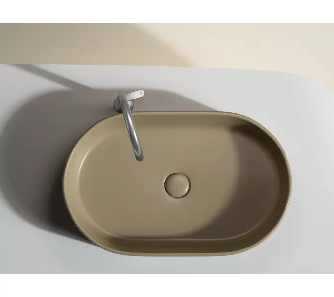 Умывальник чаша Ceramica Nova накладная овальная (цвет Капучино Матовый) Element 608*385*122мм, Выбрать цвет: Бежевый, изображение 3