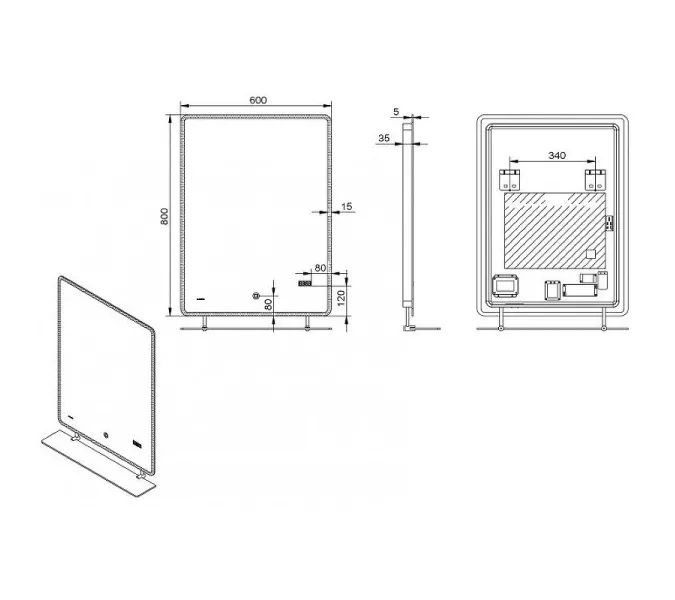 Зеркало со встроенной подсветкой Esbano ES-2073 HDSA 60x80(с полочкой), изображение 3