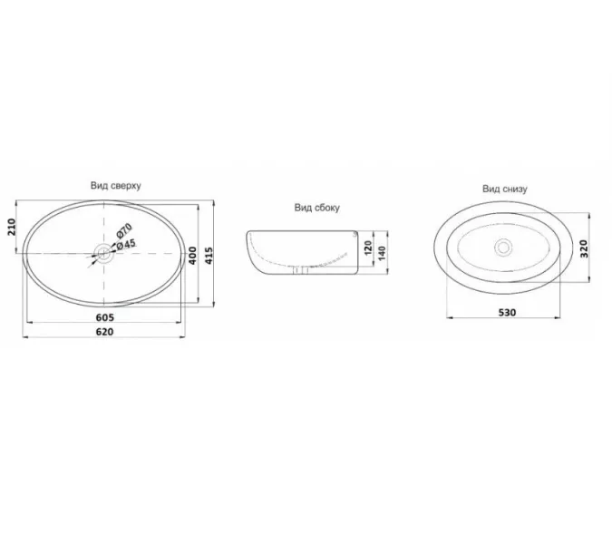 Раковина накладная овальная CeramaLux 9433, изображение 2