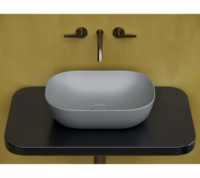 Умывальник чаша Ceramica Nova накладная прямоугольная (цвет Антрацит Матовый) Element 455*325*135мм, Выбрать цвет: Серый