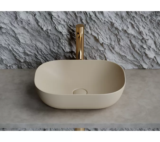 Умывальник чаша Ceramica Nova накладная прямоугольная (цвет Капучино Матовый) Element 455*325*135мм, Выбрать цвет: Бежевый, изображение 2