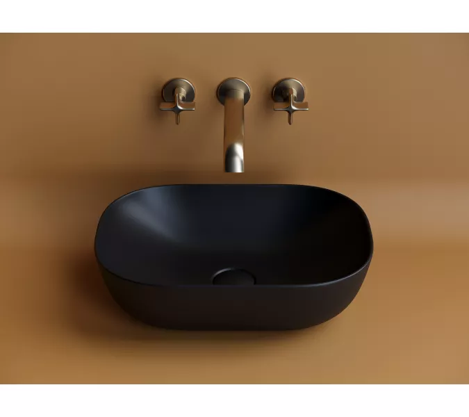 Умывальник чаша Ceramica Nova накладная прямоугольная (цвет Черный Матовый) Element 455*325*135мм, Выбрать цвет: Черный, изображение 2