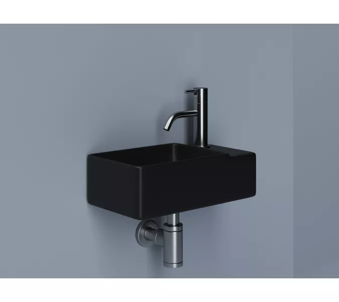 Ceramica Nova Умывальник подвесной прямоугольный (чаша слева, отверстие под смеситель справа) цвет черный матовый Element 395*220*125мм, Выбрать цвет: Черный, Ориентация: правая, изображение 3