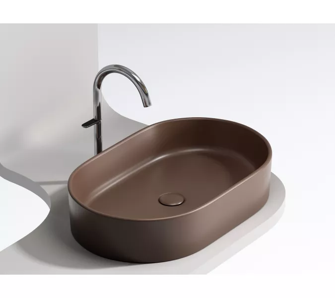 Умывальник чаша Ceramica Nova накладная овальная (цвет Темно-Коричневый Матовый) Element 608*385*122мм, Выбрать цвет: Коричневый, изображение 3