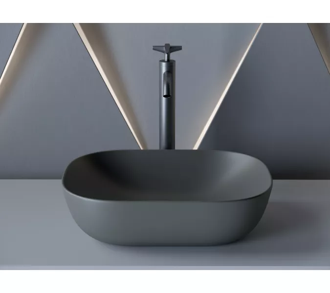 Умывальник чаша Ceramica Nova накладная прямоугольная (цвет Темный Антрацит Матовый) Element 455*325*135мм, Выбрать цвет: Темно-серый, изображение 3