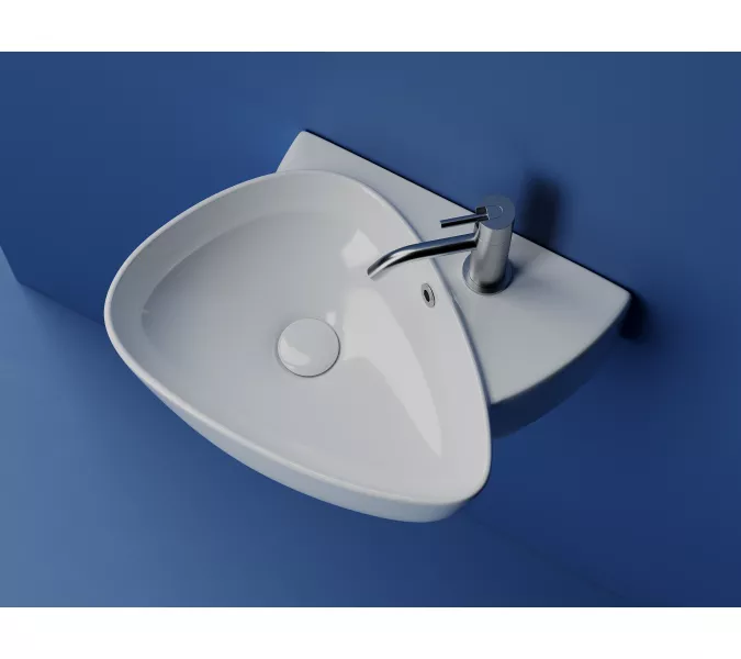 Раковина подвесная Ceramica Nova с отверстием под смеситель, с системой слива- перелива, 495*350*155, цвет белый