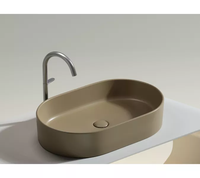 Умывальник чаша Ceramica Nova накладная овальная (цвет Капучино Матовый) Element 608*385*122мм, Выбрать цвет: Бежевый, изображение 4