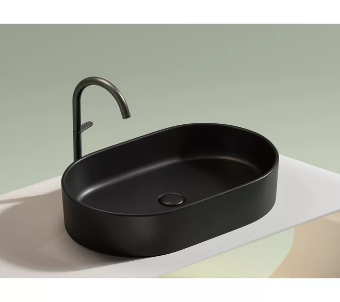 Умывальник чаша Ceramica Nova накладная овальная (цвет Черный Матовый) Element 608*385*122мм, Выбрать цвет: Черный, изображение 4