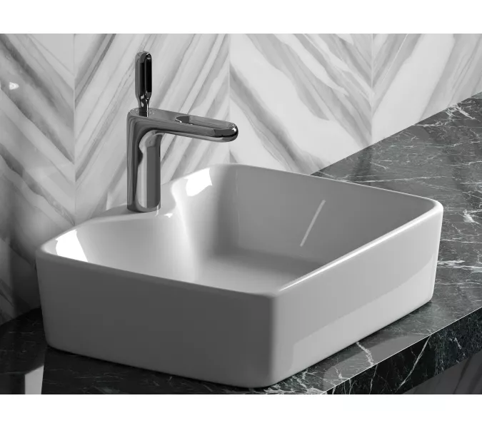 Умывальник чаша Ceramica Nova накладная прямоугольная Element 480*370*130мм, изображение 5