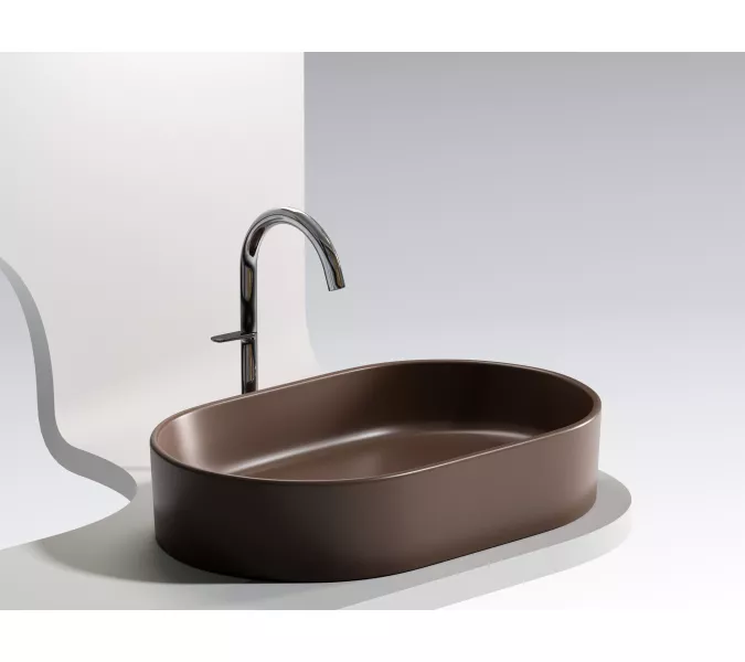 Умывальник чаша Ceramica Nova накладная овальная (цвет Темно-Коричневый Матовый) Element 608*385*122мм, Выбрать цвет: Коричневый, изображение 4