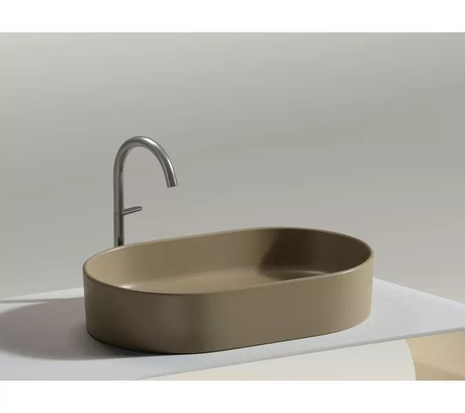 Умывальник чаша Ceramica Nova накладная овальная (цвет Капучино Матовый) Element 608*385*122мм, Выбрать цвет: Бежевый, изображение 5