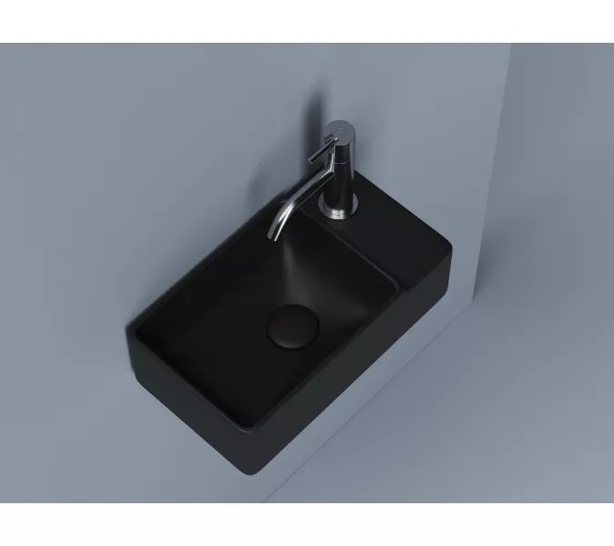 Ceramica Nova Умывальник подвесной прямоугольный (чаша слева, отверстие под смеситель справа) цвет черный матовый Element 395*220*125мм, Выбрать цвет: Черный, Ориентация: правая, изображение 4