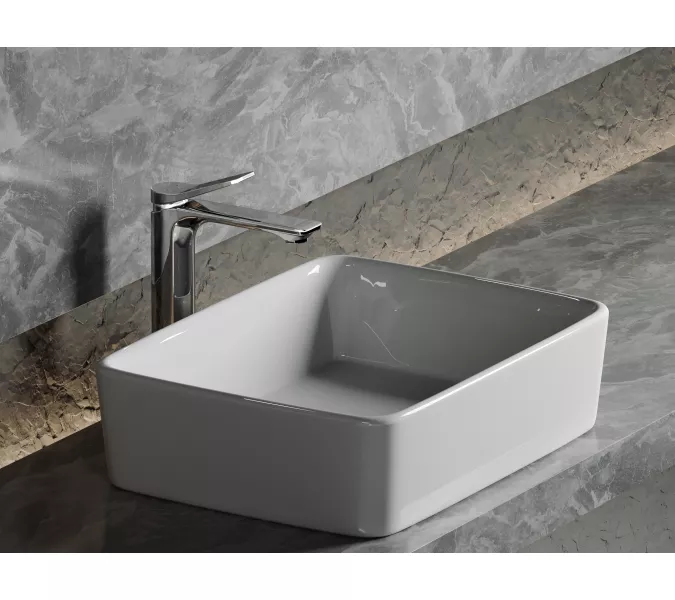 Умывальник чаша Ceramica Nova накладная прямоугольная Element 480*370*130мм, изображение 5