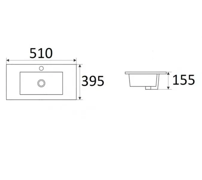 Раковина врезная прямоугольная CeramaLux 9393, Выбрать размер: 50, изображение 6