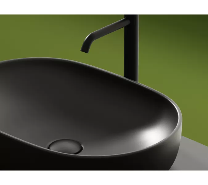 Умывальник чаша Ceramica Nova накладная овальная (цвет Темный Антрацит Матовый) Element 600*415*135мм, Выбрать цвет: Темно-серый, изображение 3