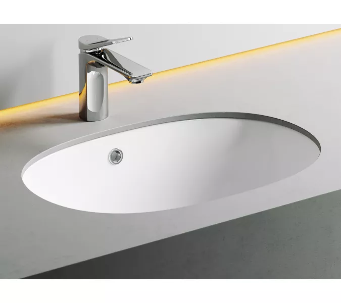 Умывальник Ceramica Nova овальный встраиваемый под столешницу Element 565*385*210мм, с крепежом и шаблоном для установки, изображение 6